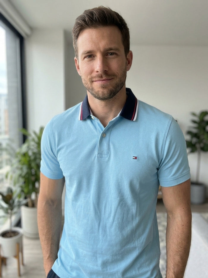 Polo Tommy Hilfiger  bleu clair  taille XL