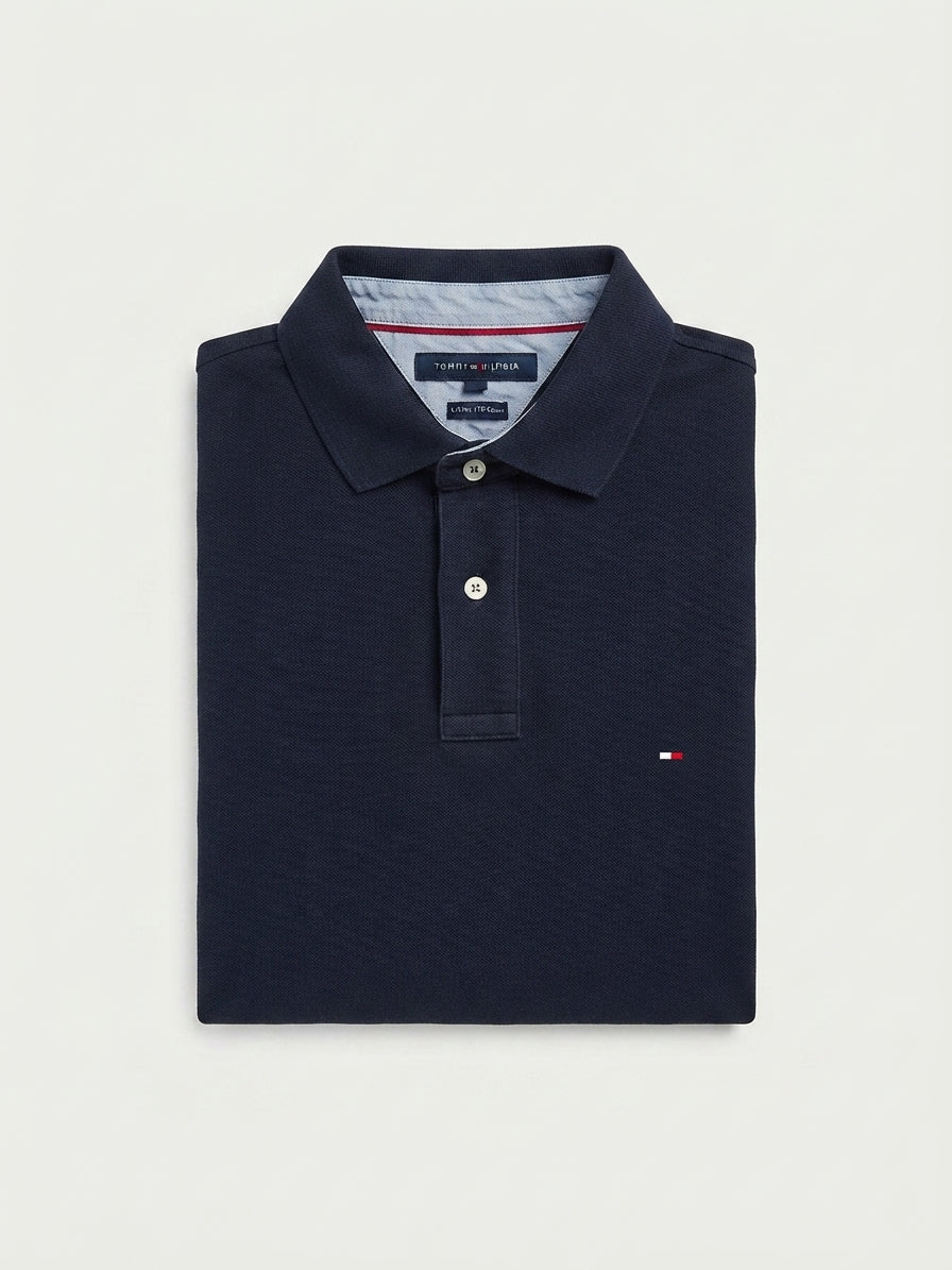 Polo Tommy Hilfiger 40's Two Ply Cotton navy plié - vue face
