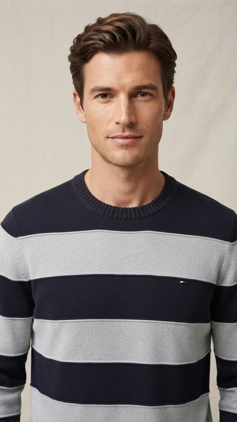 Pull Rayé Tommy Hilfiger Marine & Blanc – XXL