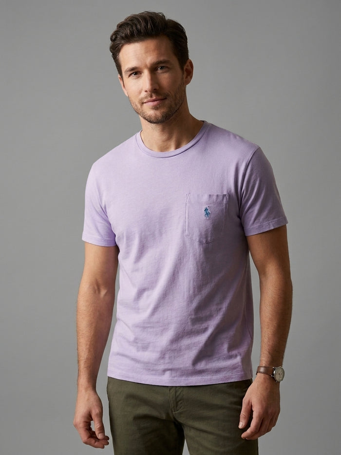 T-shirt Polo Ralph Lauren violet à poche – Taille L