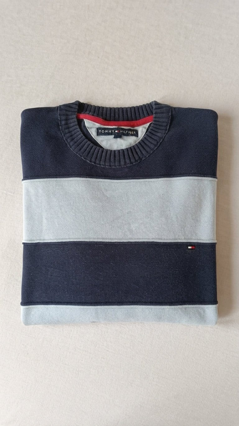 Pull Rayé Tommy Hilfiger Marine & Blanc – XXL - Kendis Chic