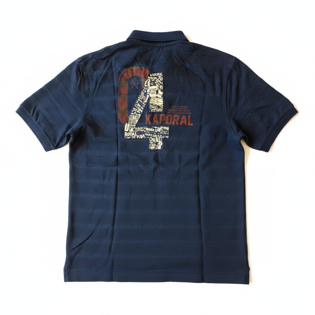 Polo Kaporal Jeans Bleu Marine Texturé Graphic Dos – Taille M