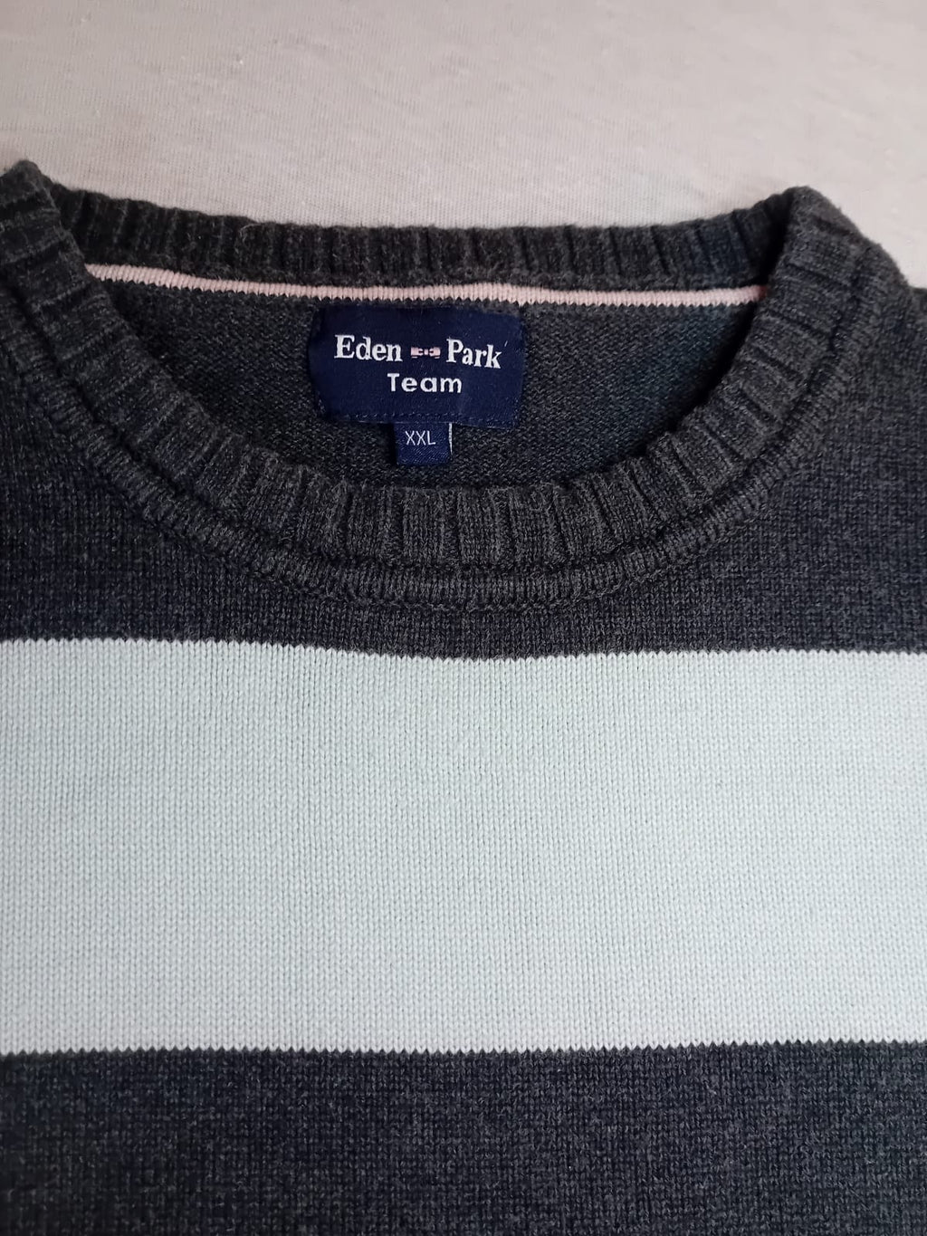 Étiquette Eden Park Team – Taille XXL, rayures anthracite/blanc