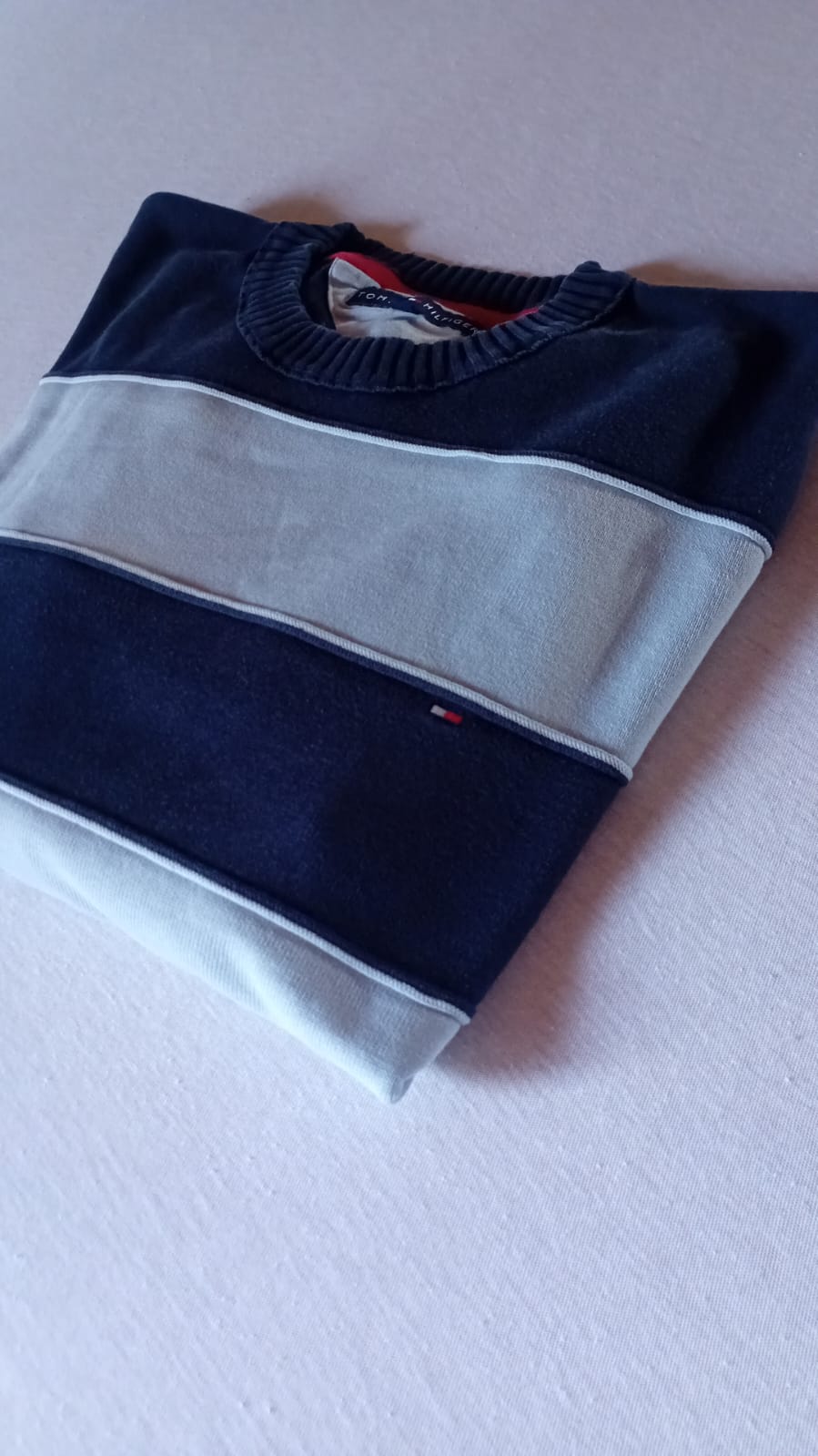 Pull Tommy Hilfiger rayé marine blanc XXL - vue dépliée