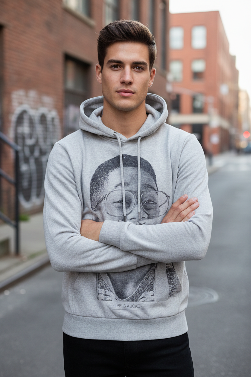 Hoodie Eleven Paris gris Life Is A Joke mannequin