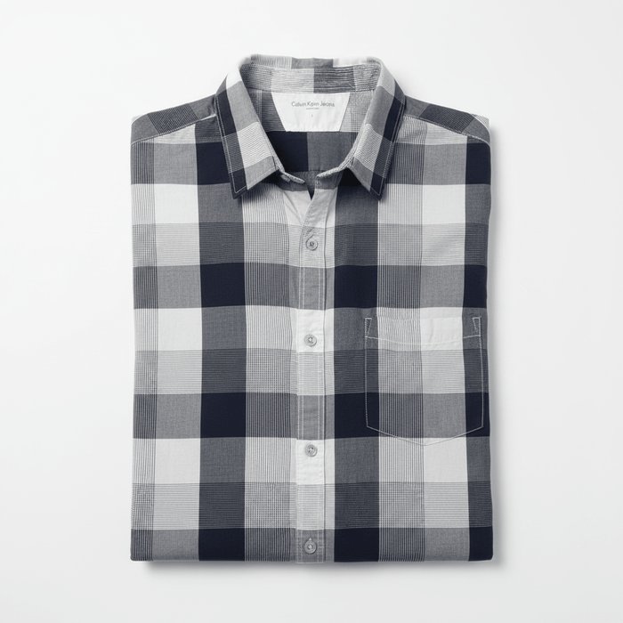 Chemise Calvin Klein Jeans | Carreaux Bleu Marine | Manches Courtes | Taille L