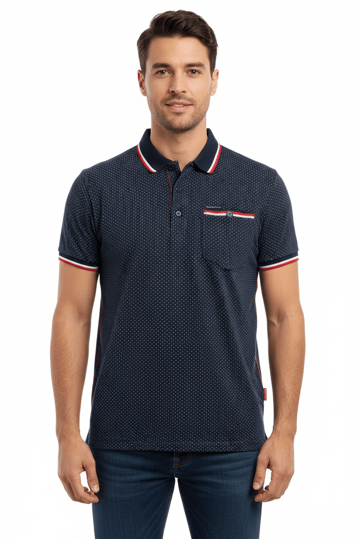 Kaporal Jeans Navy Tricolor Micro-Dot Polo Shirt – Size M