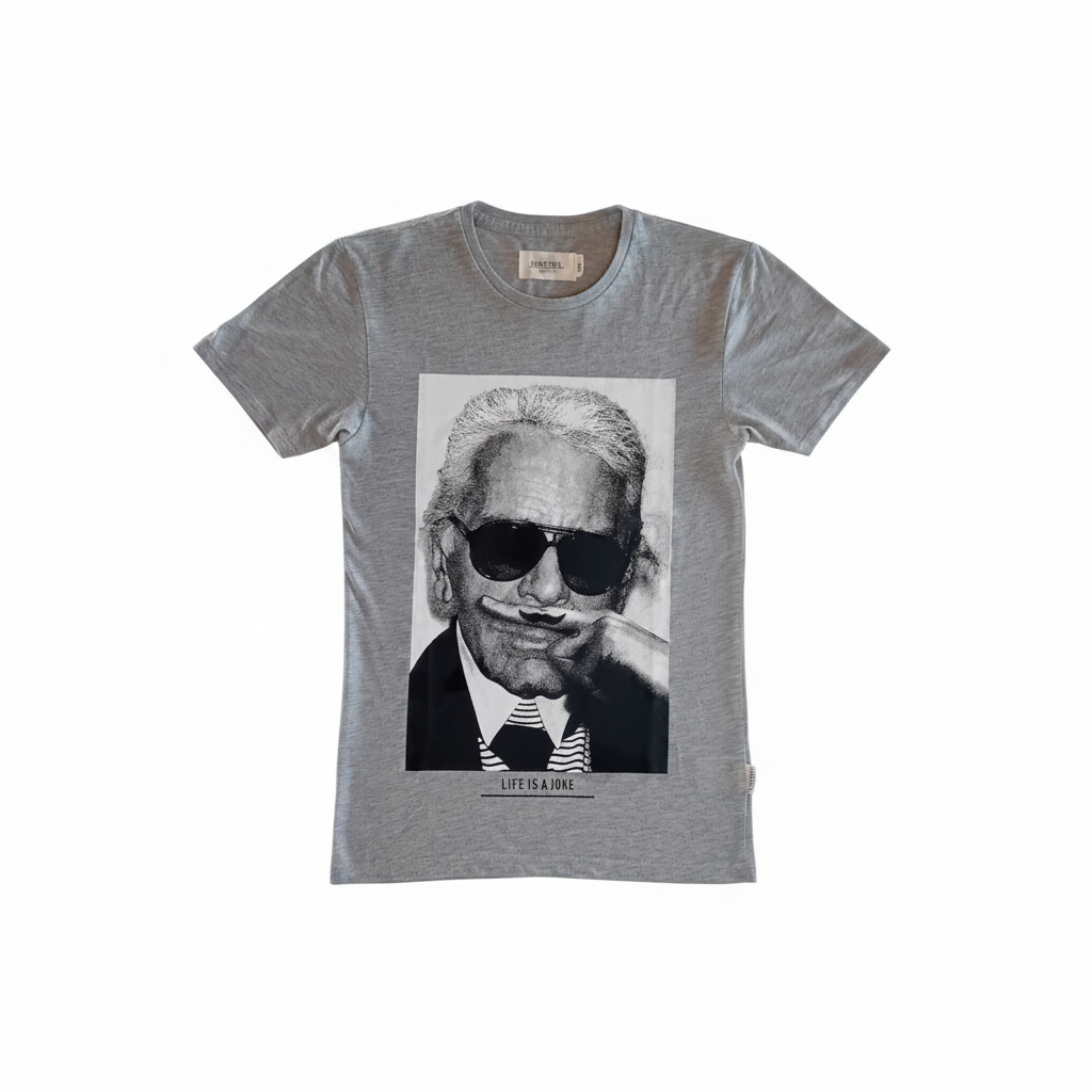 T-shirt Eleven Paris Karl Lagerfeld gris fond blanc
