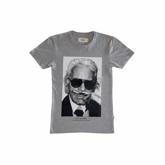 T-shirt Eleven Paris Life Is A Joke — Print Karl Lagerfeld Gris
