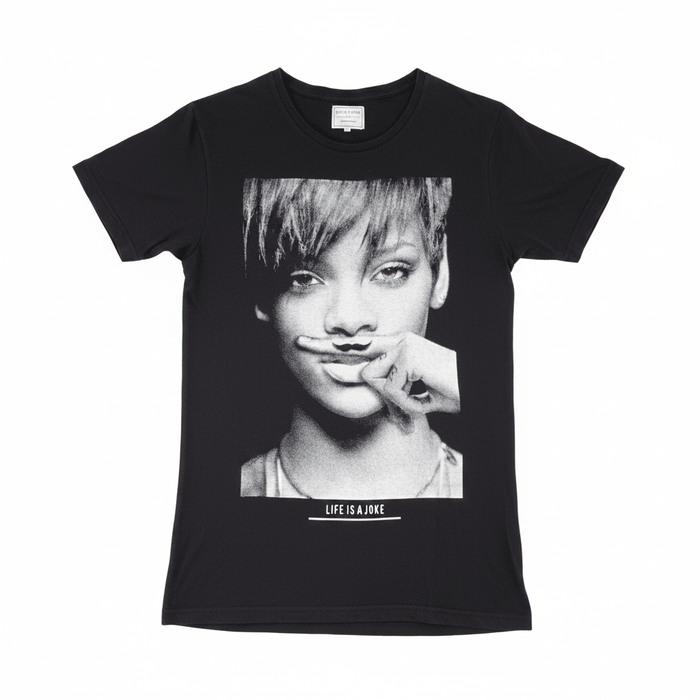 T-shirt Eleven Paris Life Is A Joke Noir — Print Portrait Noir & Blanc