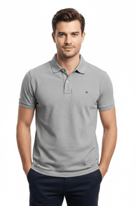 Polo Tommy Hilfiger Gris Chiné | Custom Fit | Taille XL