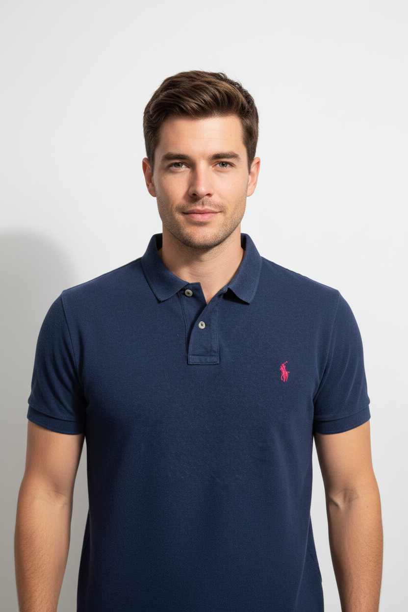 Polo bleu marine sur mannequin