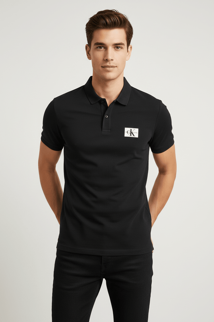 Polo Calvin Klein Jeans Noir — Badge CK Monogramme