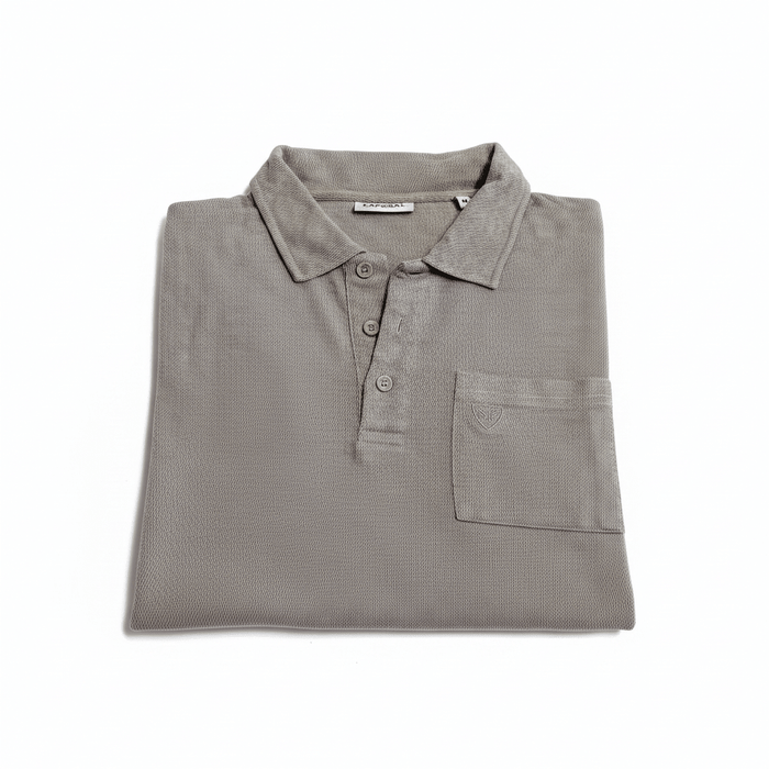 Kaporal Heathered Beige Polo with White Stripe – Size M