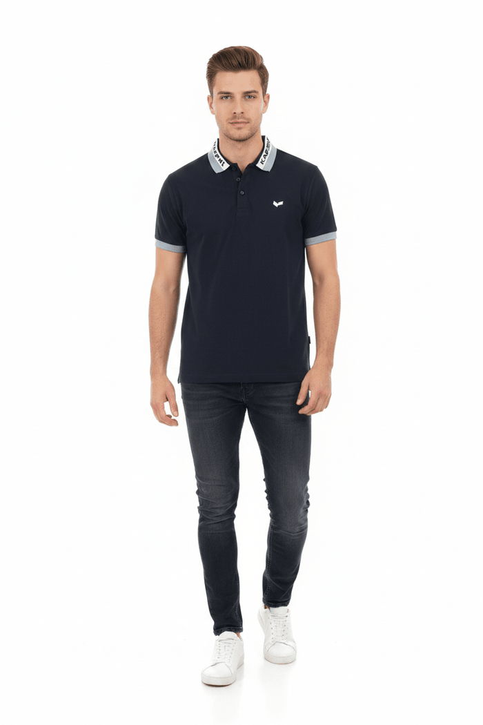 Navy Blue Kaporal Polo Shirt with Logo Collar