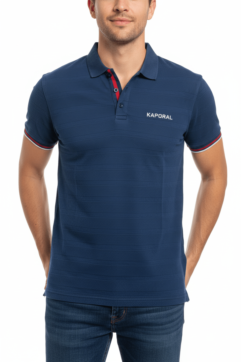 Polo Kaporal Jeans Bleu Marine Texturé Graphic Dos – Taille M