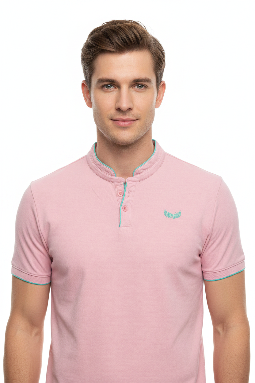Polo Kaporal rose col mao mannequin détails précis