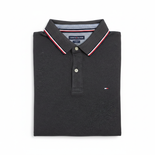 Polo noir anthracite plié