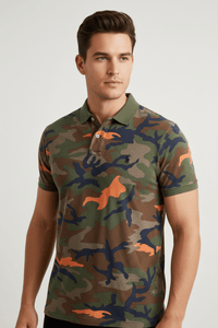 Polo Ralph Lauren — Camouflage Vert & Orange — Taille XL