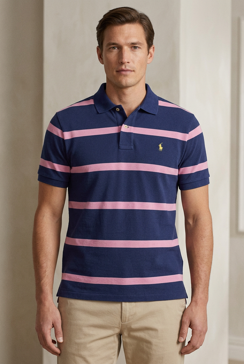 Polo Ralph Lauren homme  à rayures roses Taille : XL