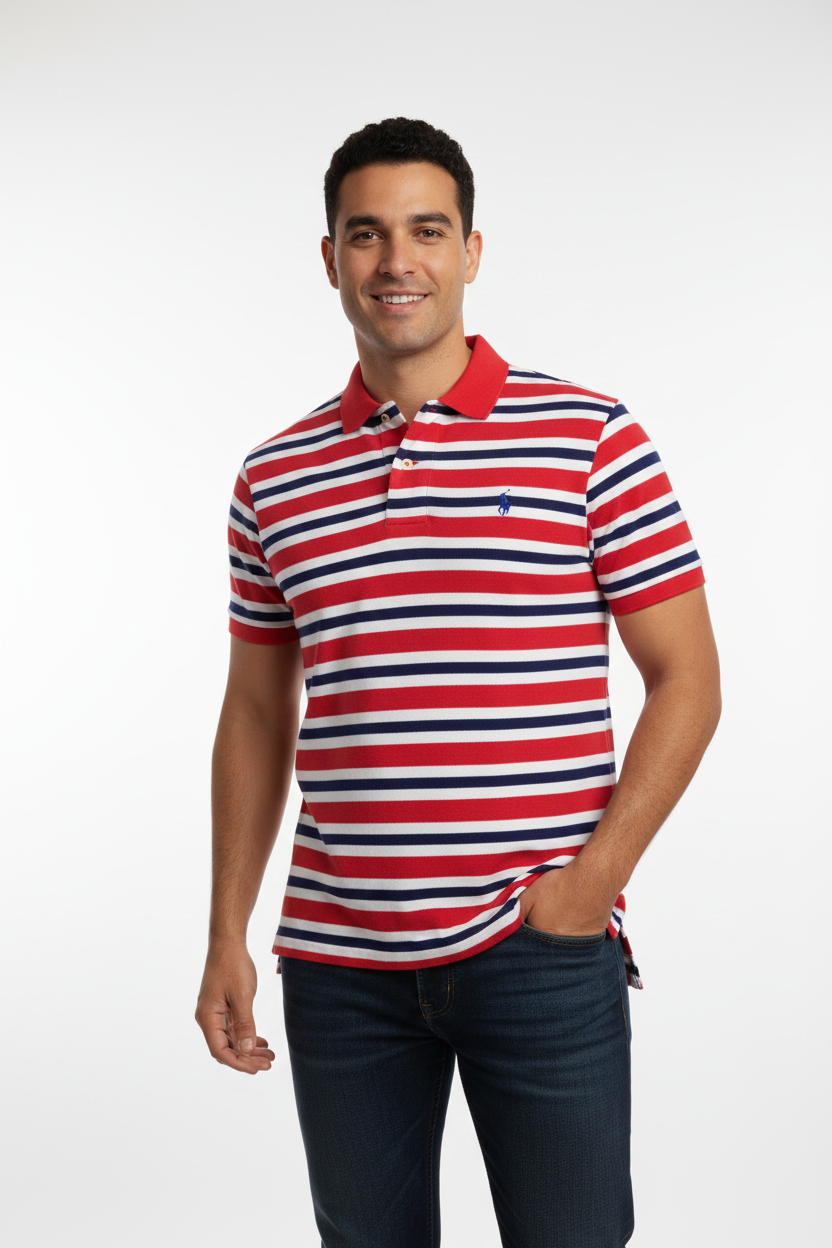 Polo Ralph Lauren rayé sur mannequin homme