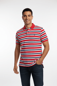 Polo Ralph Lauren Rayé — Rouge, Blanc & Bleu Marine — Taille M