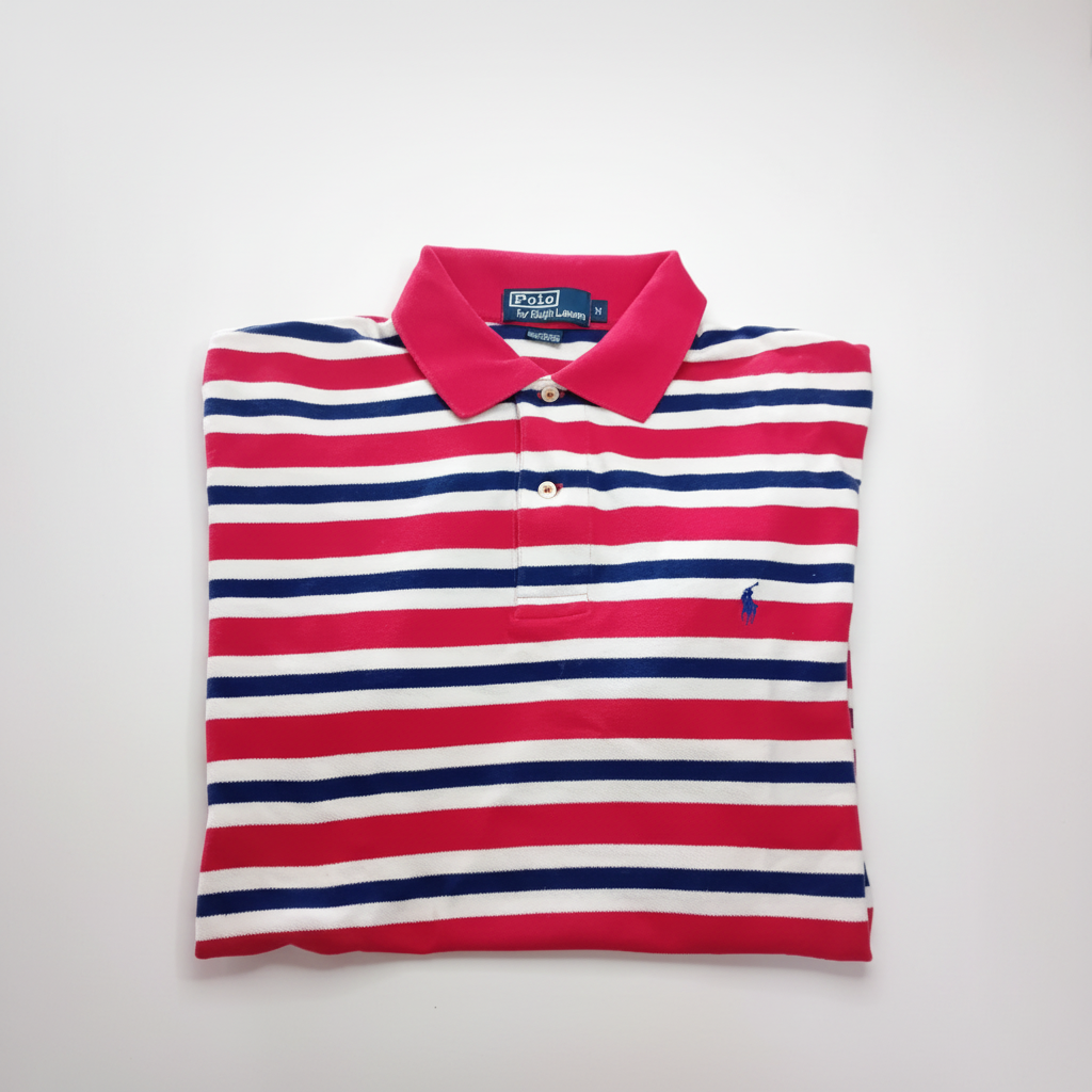 Polo rayé col fond blanc