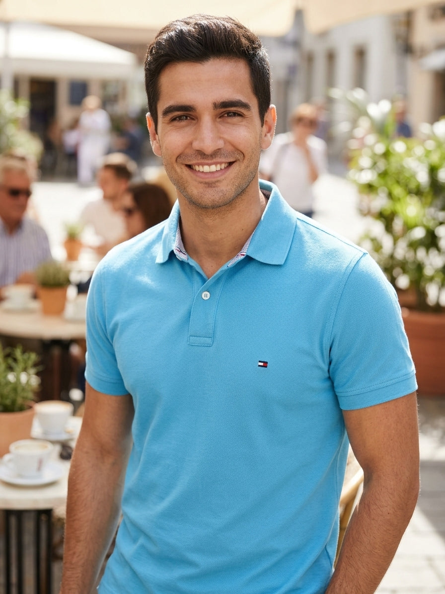 Polo Tommy Hilfiger 1985 bleu Classic Fit, taille M